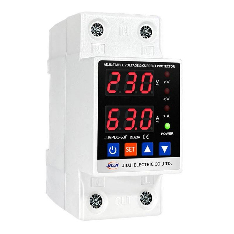 محافظ ولتاژ و جریان دیجیتال JIUJI مدل JJVPD1-63F مناسب کولر گازی و پمپ آب