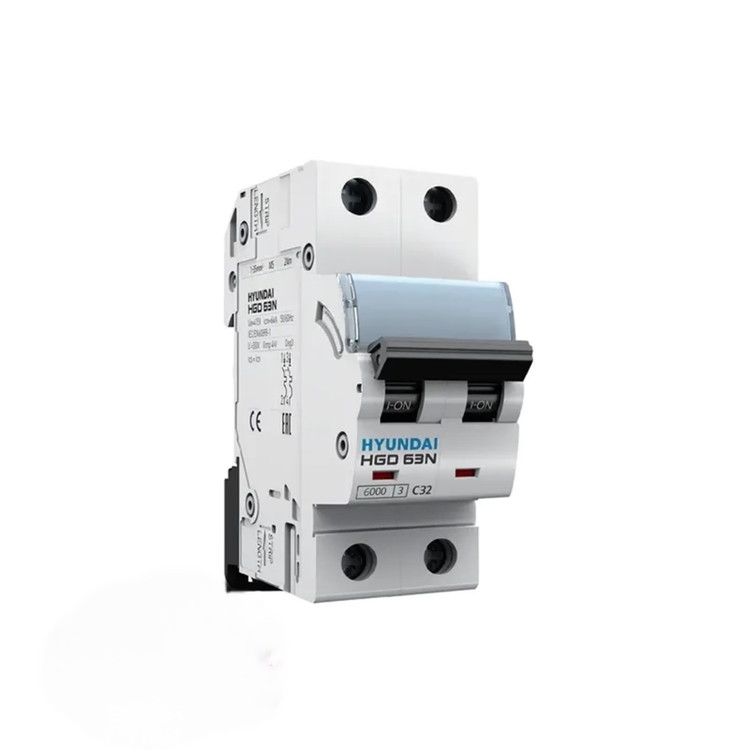 کلید مینیاتوری دو پل 32 آمپر تیپ C هیوندای مناسب تابلو برق ساختمان