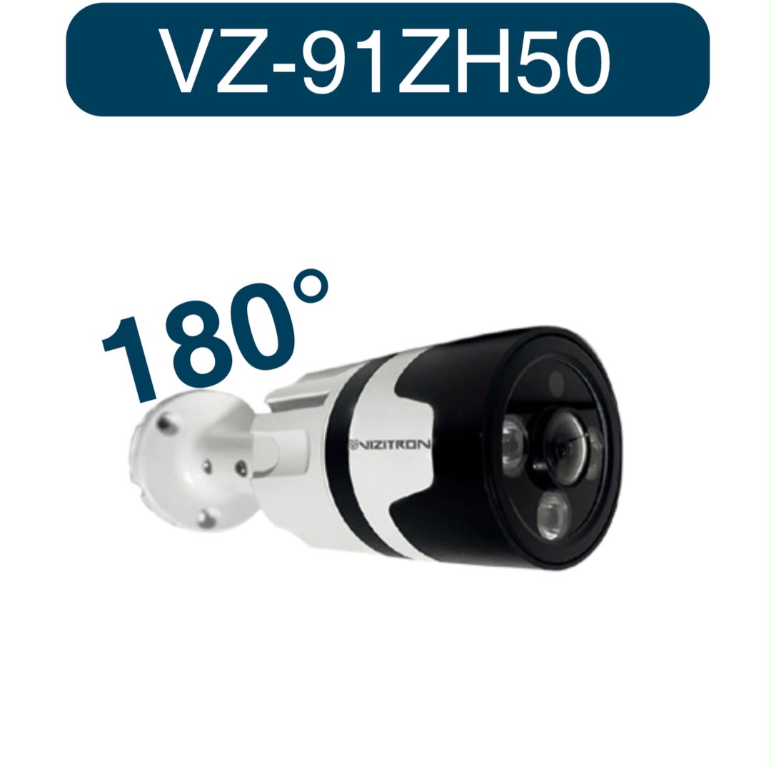 دوربین بالت فلزی ۵ مگاپیکسل ویزیترون مدل VZ-91ZH50 با زاویه دید ۱۸۰ درجه و وارم لایت ۳۰ متری