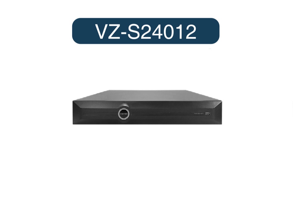 دستگاه ضبط کننده NVR ویزیترون VZ-S24012 با پشتیبانی از هوش مصنوعی، تشخیص چهره، رزولوشن 16 مگاپیکسل و پهنای باند 400Mbps.