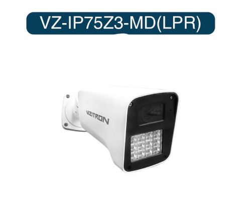 دوربین پلاکخوان ویزیترون VZ-IP75Z3-MD(LPR) با قابلیت خواندن پلاک خودرو تا سرعت 80 کیلومتر بر ساعت، لنز موتورایز و بدنه ضد آب.