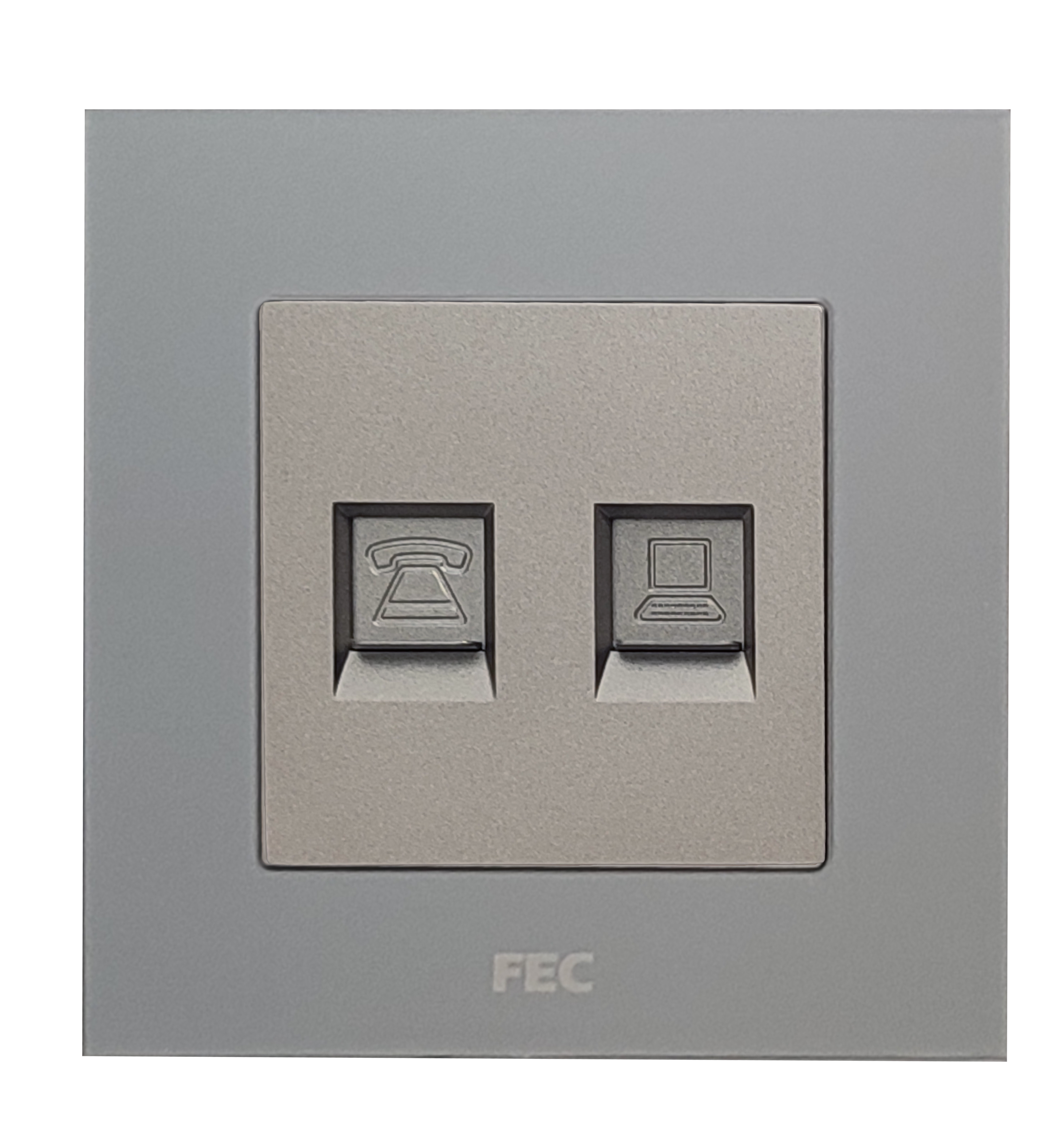 پریز شبکه و تلفن مدرن کریستالی FEC مدل FEC-PS-02 با پنل شیشه‌ای ضد خش