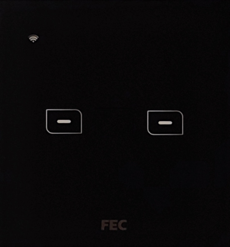 کلید دو پل لمسی و هوشمند FEC مدل FEC-SW-02 با پنل شیشهای ضد خش و کنترل Smart Life
