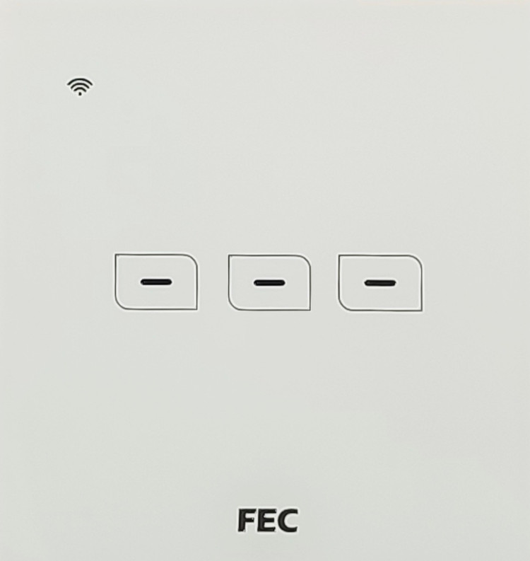 کلید سه پل لمسی و هوشمند FEC مدل FEC-SW-03 با پنل شیشهای ضد خش و اتصال Wi-Fi