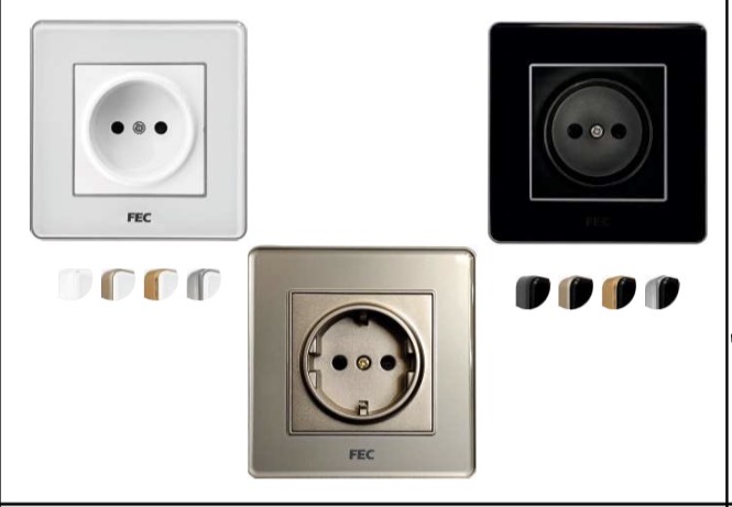 پریز برق کریستالی FEC مدل PS-01 با طرح کلاسیک و مقاوم در برابر خش