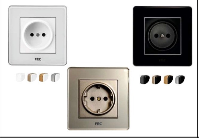 پریز برق کریستالی FEC مدل PS-01 با طرح کلاسیک و مقاوم در برابر خش